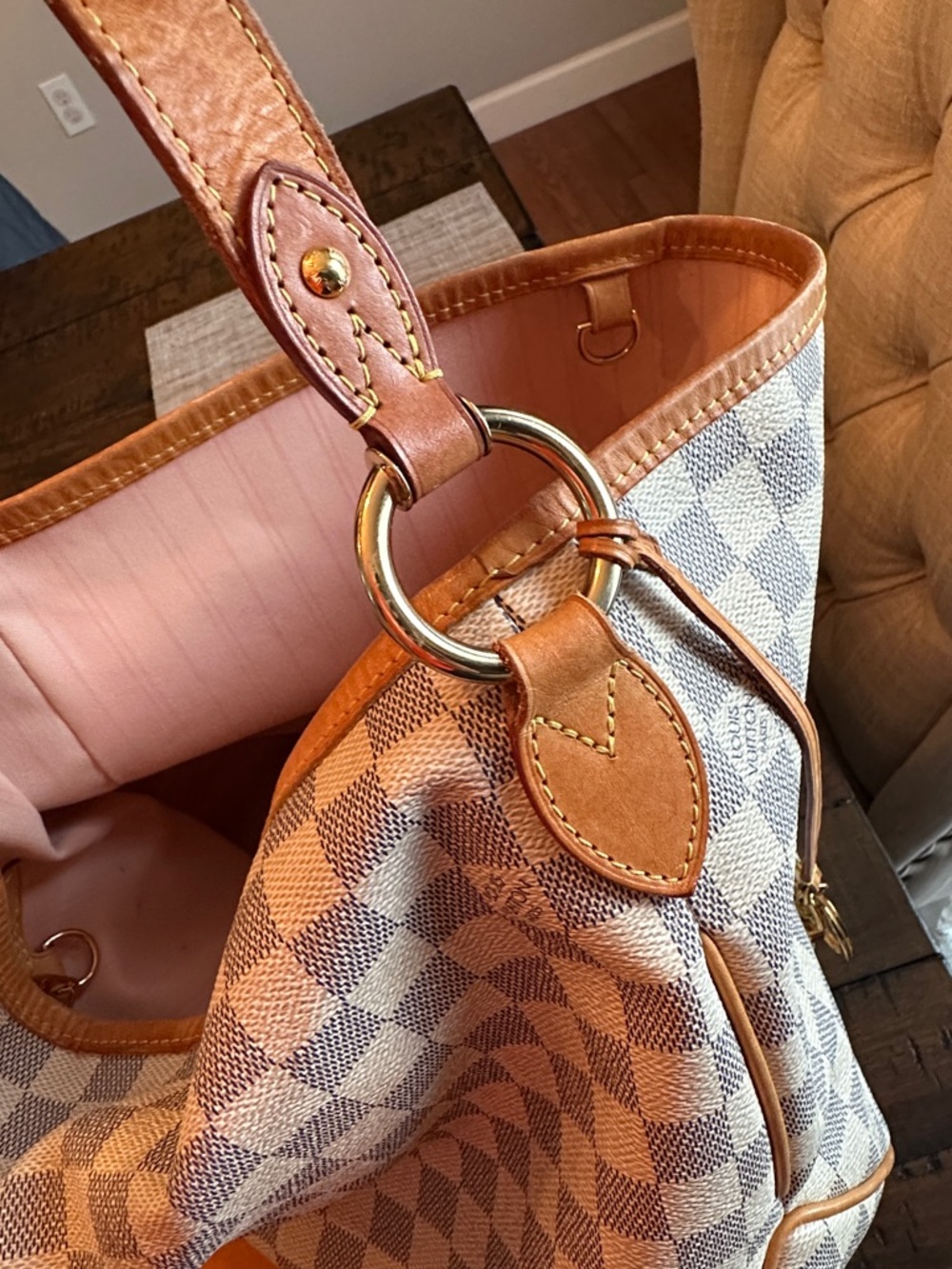 Louis Vuitton Damier Azur Hobo Delightful PM with Tan Trim and Gold Hardware - Picture 13 of 13